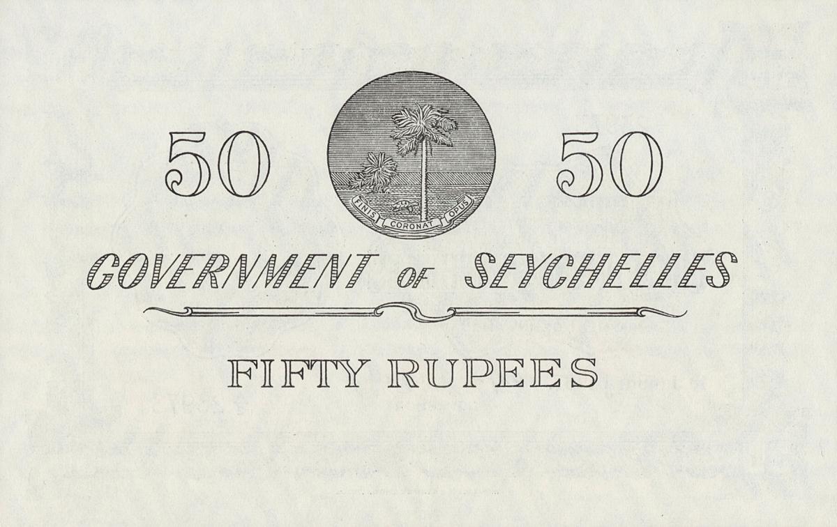 Back of Seychelles p13d: 50 Rupees from 1967