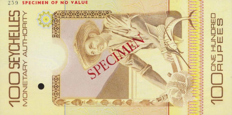 Back of Seychelles p27s: 100 Rupees from 1980