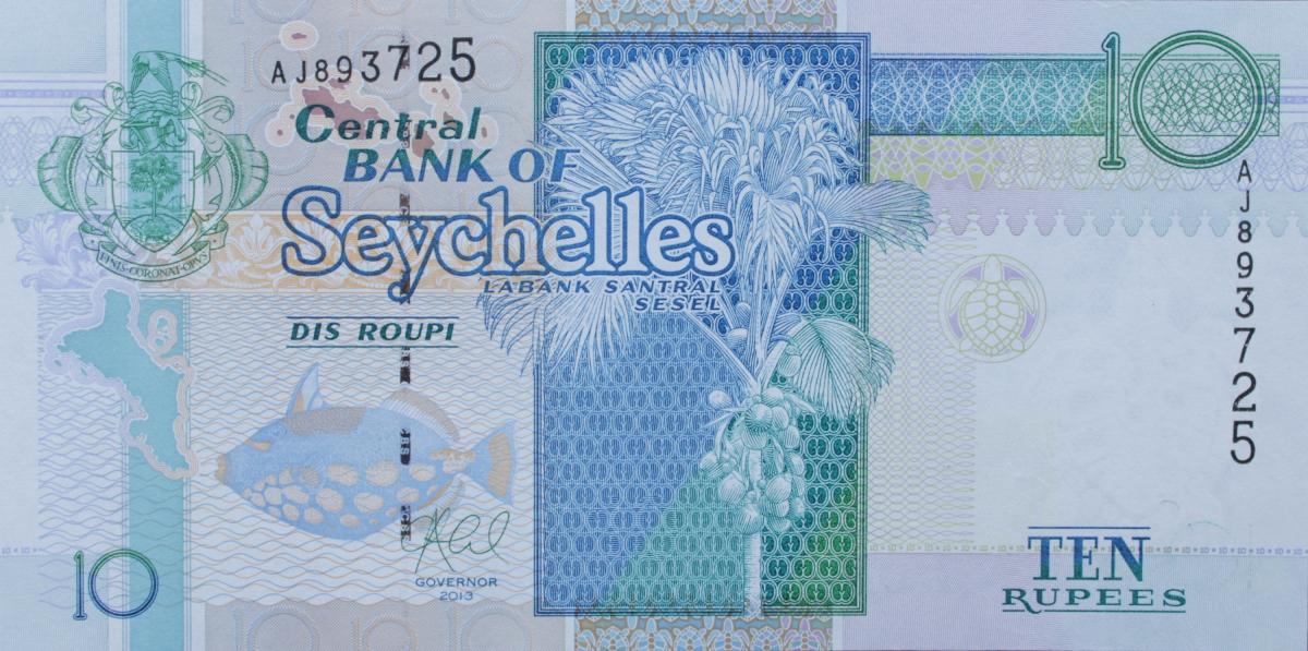 Front of Seychelles p42: 10 Rupees from 2013
