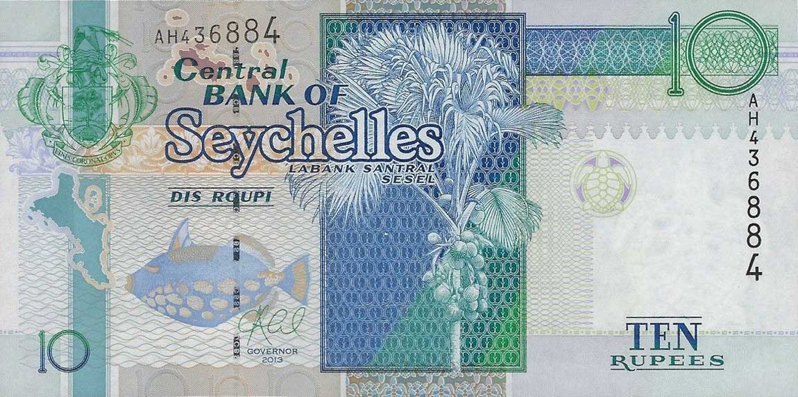 Front of Seychelles p42: 10 Rupees from 2013