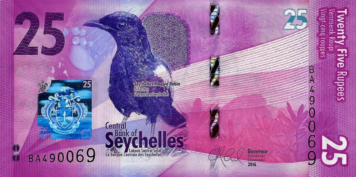 Front of Seychelles p48: 25 Rupees from 2016
