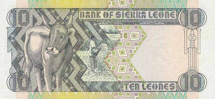 Back of Sierra Leone p15: 10 Leones from 1988