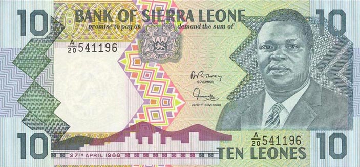 Front of Sierra Leone p15: 10 Leones from 1988