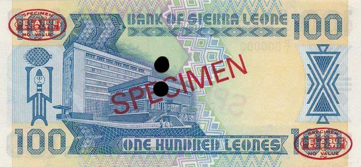 Back of Sierra Leone p18s: 100 Leones from 1988
