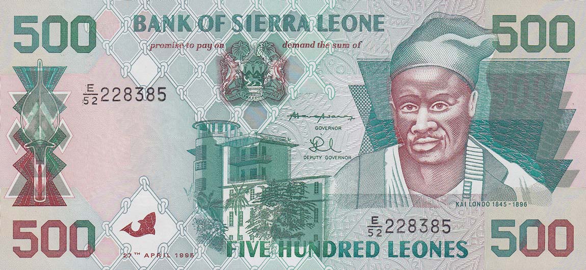 Front of Sierra Leone p23a: 500 Leones from 1995