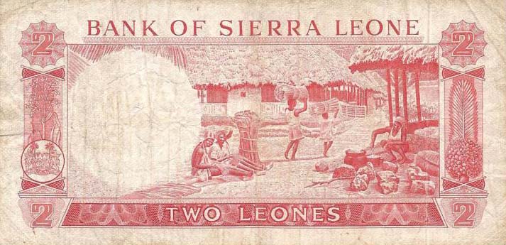 Back of Sierra Leone p2c: 2 Leones from 1969