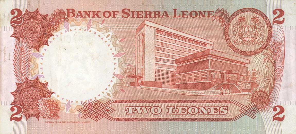 Back of Sierra Leone p6e: 2 Leones from 1980