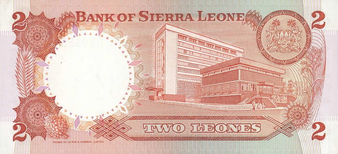 Back of Sierra Leone p6f: 2 Leones from 1983