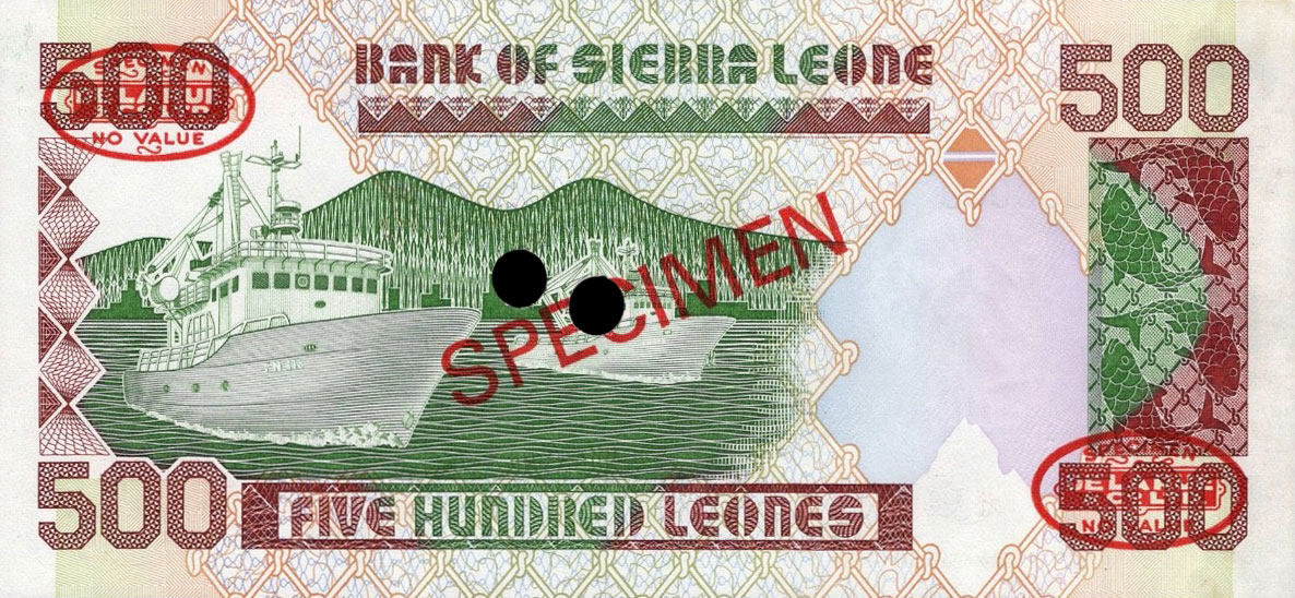 Back of Sierra Leone p19s: 500 Leones from 1991
