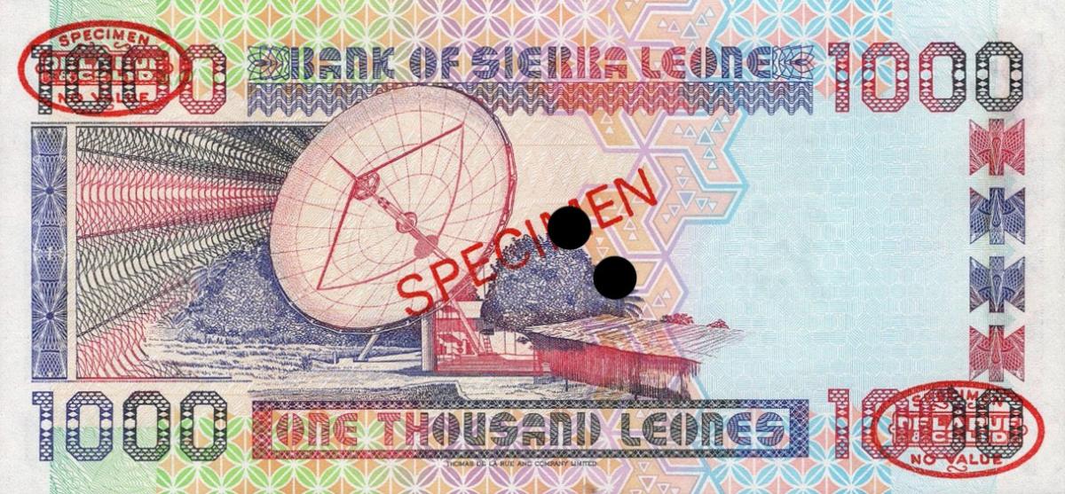 Back of Sierra Leone p20s: 1000 Leones from 1993