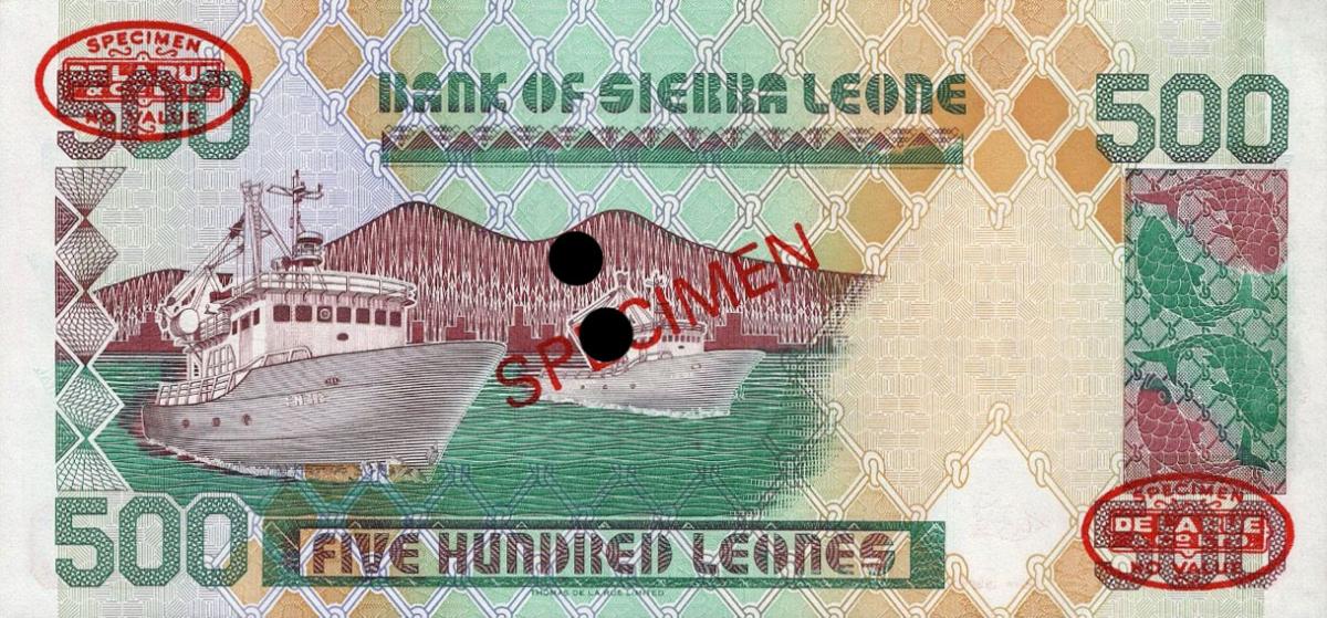 Back of Sierra Leone p23s: 500 Leones from 1995