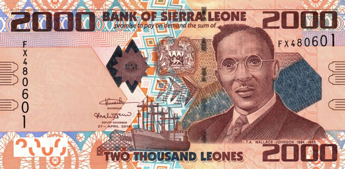 Front of Sierra Leone p31c: 2000 Leones from 2016