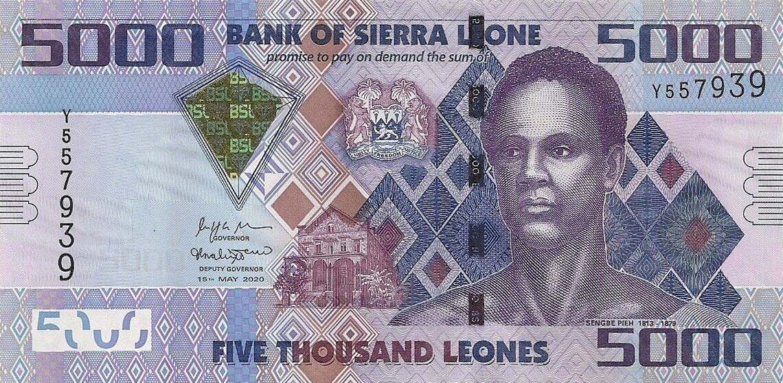 Front of Sierra Leone p32e: 5000 Leones from 2020