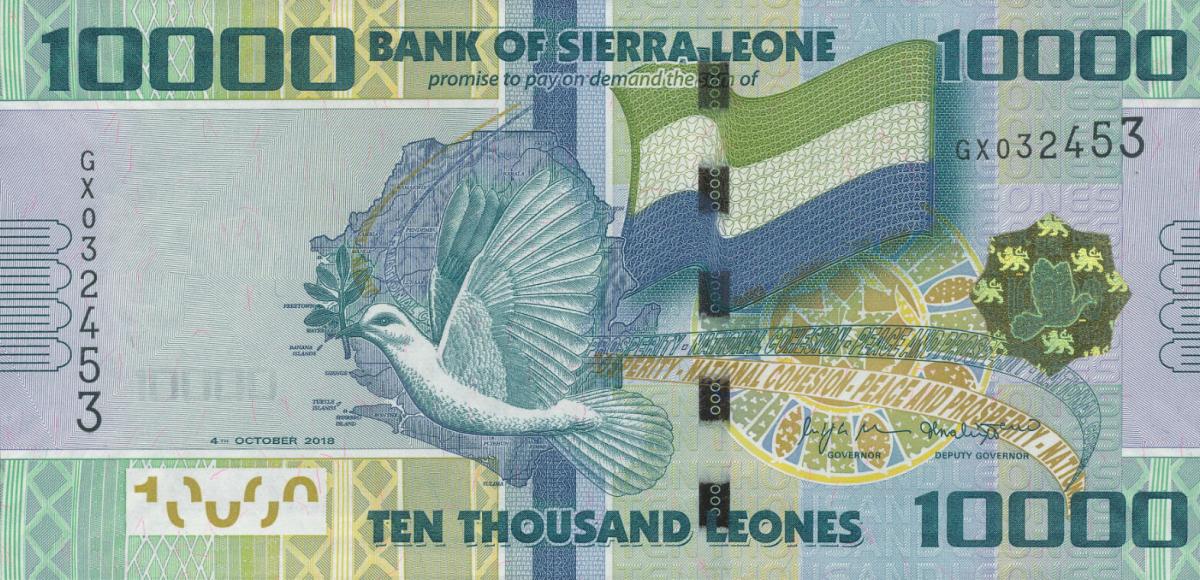 Front of Sierra Leone p33d: 10000 Leones from 2018