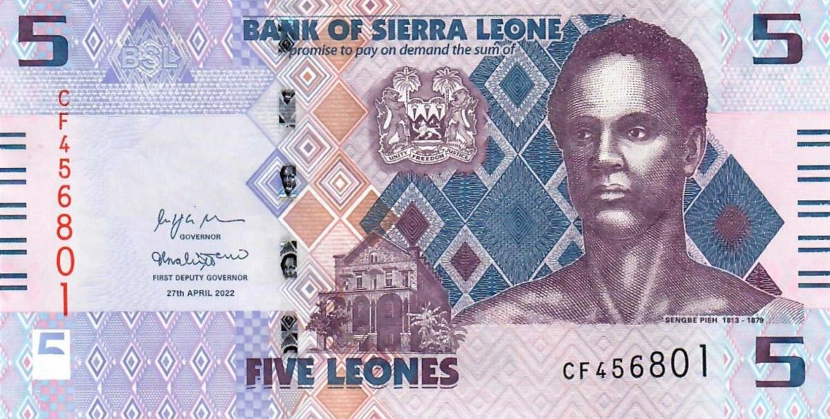 Front of Sierra Leone p36: 5 Leones from 2022