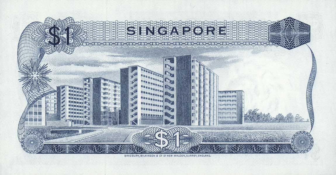 Back of Singapore p1c: 1 Dollar from 1971