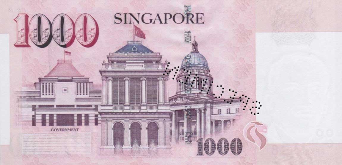 Back of Singapore p43s: 1000 Dollars from 1999
