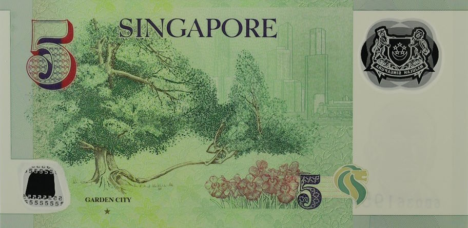 Back of Singapore p47g: 5 Dollars from 2020