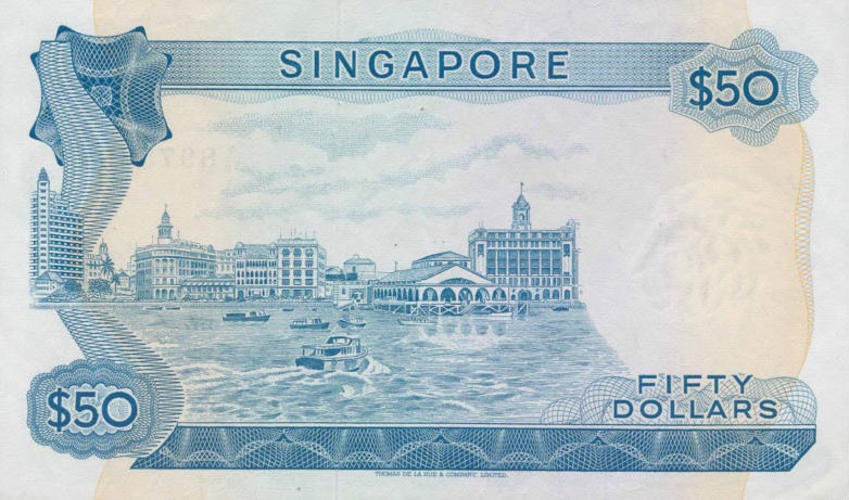 Back of Singapore p5d: 50 Dollars from 1973