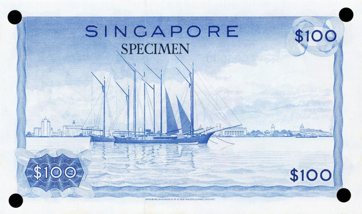 Back of Singapore p6s: 100 Dollars from 1967