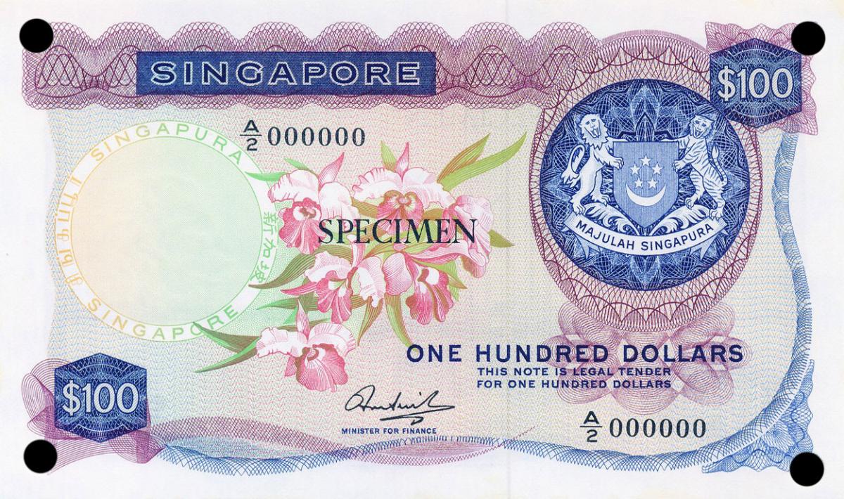 Front of Singapore p6s: 100 Dollars from 1967