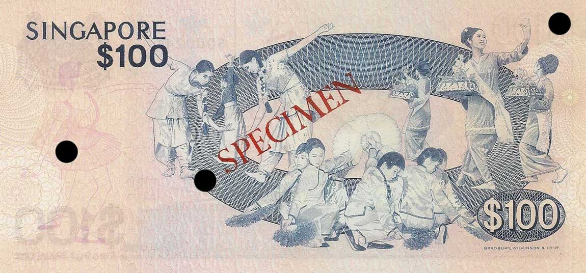 Back of Singapore p6s: 100 Dollars from 1967