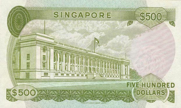 Back of Singapore p7: 500 Dollars from 1972