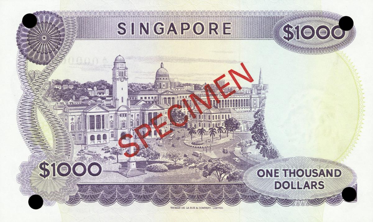 Back of Singapore p8s: 1000 Dollars from 1967