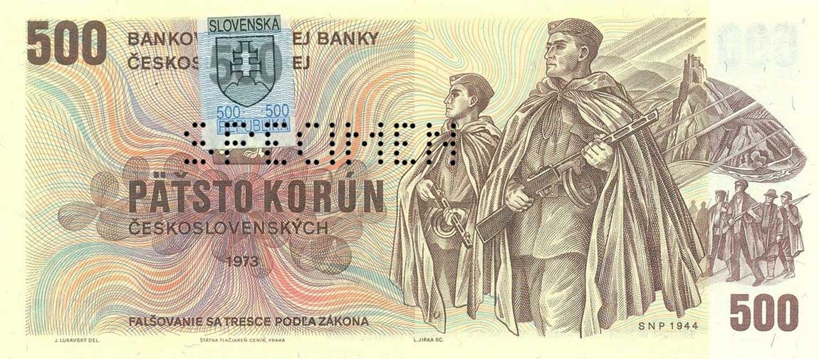 Front of Slovakia p18s: 500 Korun from 1993