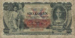 p1b from Slovakia: 100 Korun from 1939