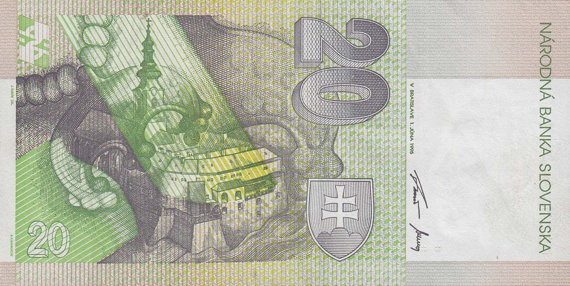 Back of Slovakia p20b: 20 Korun from 1995