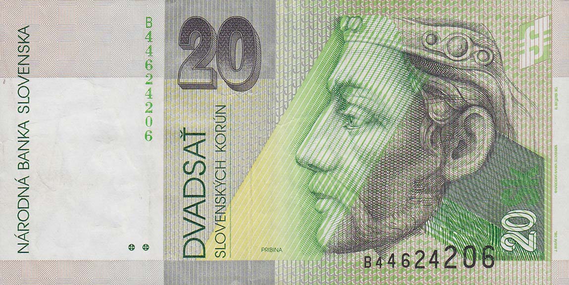Front of Slovakia p20b: 20 Korun from 1995