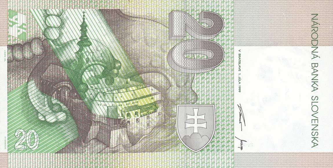 Back of Slovakia p20d: 20 Korun from 1999