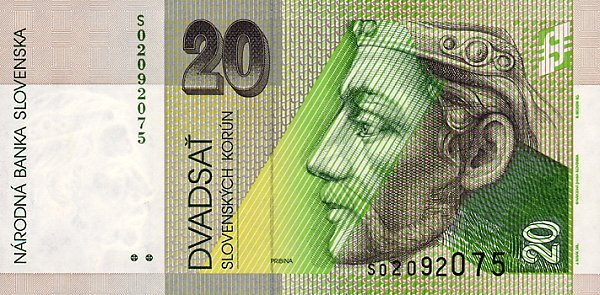 Front of Slovakia p20e: 20 Korun from 2001