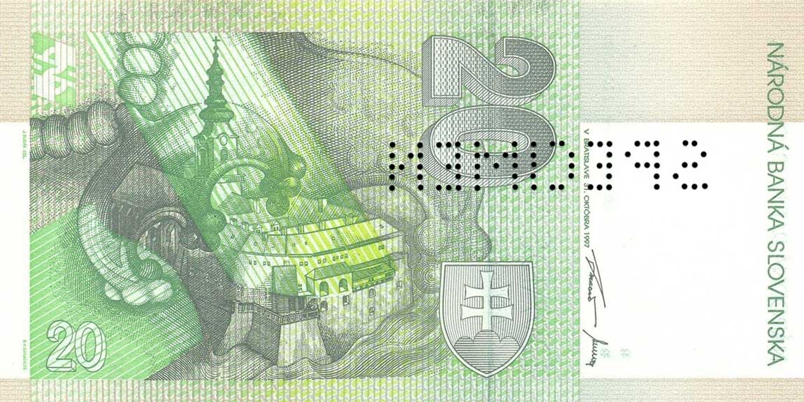 Back of Slovakia p20s: 20 Korun from 1993