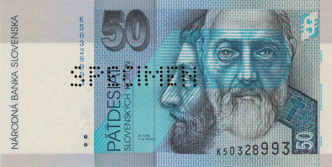 Front of Slovakia p21s: 50 Korun from 1993