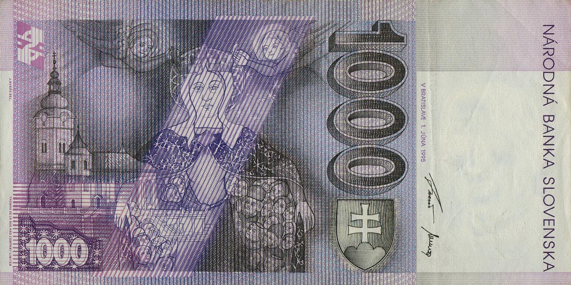 Back of Slovakia p24b: 1000 Korun from 1995