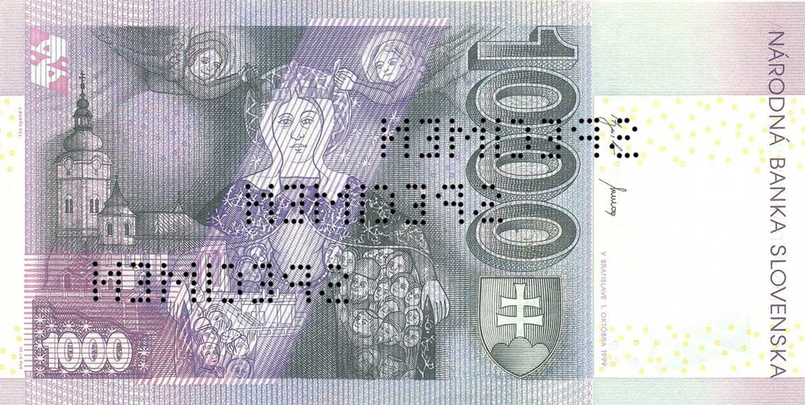 Back of Slovakia p32s: 1000 Korun from 1999
