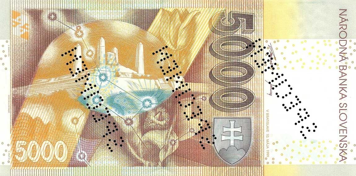 Back of Slovakia p33s: 5000 Korun from 1999