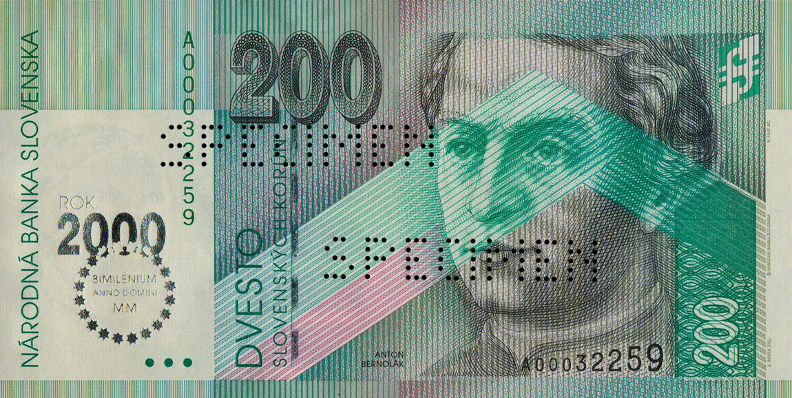Front of Slovakia p37s: 200 Korun from 1995