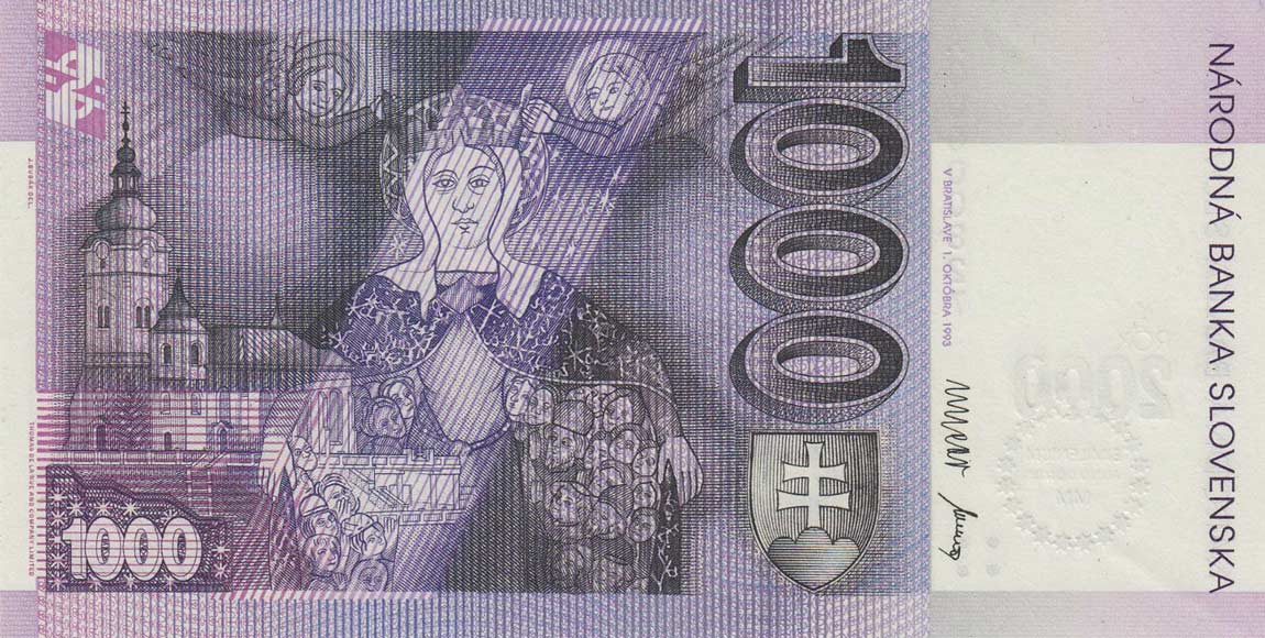 Back of Slovakia p39: 1000 Korun from 1993