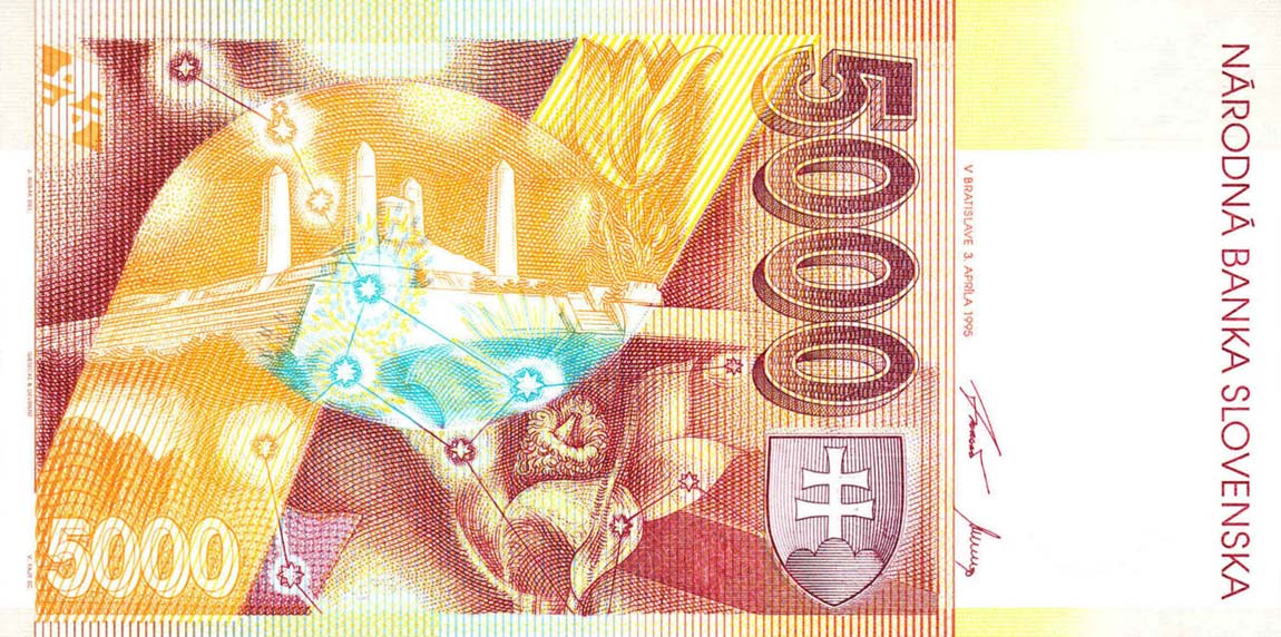 Back of Slovakia p40: 5000 Korun from 1995