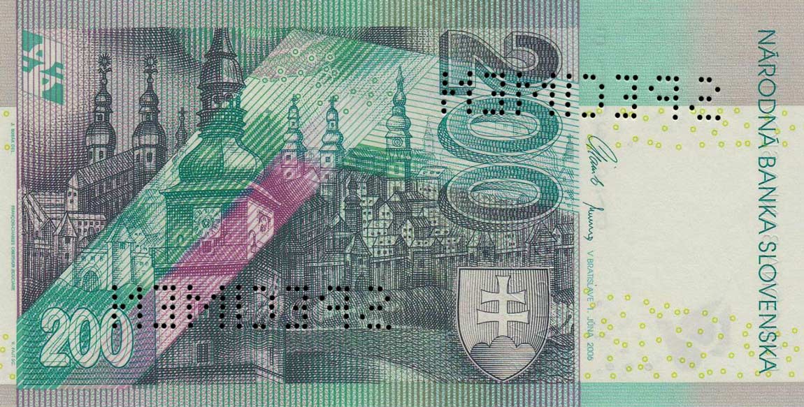 Back of Slovakia p45s: 200 Korun from 2006