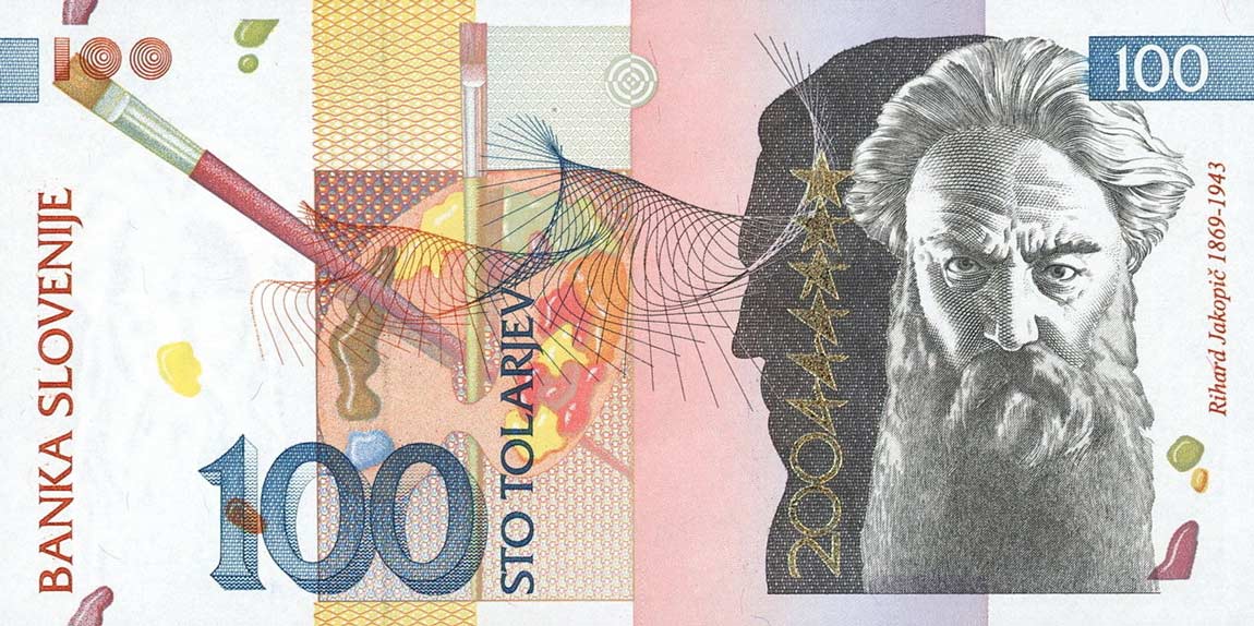 Front of Slovenia p28: 100 Tolarjev from 2003