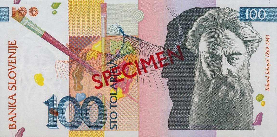 Front of Slovenia p31s: 100 Tolarjev from 2003