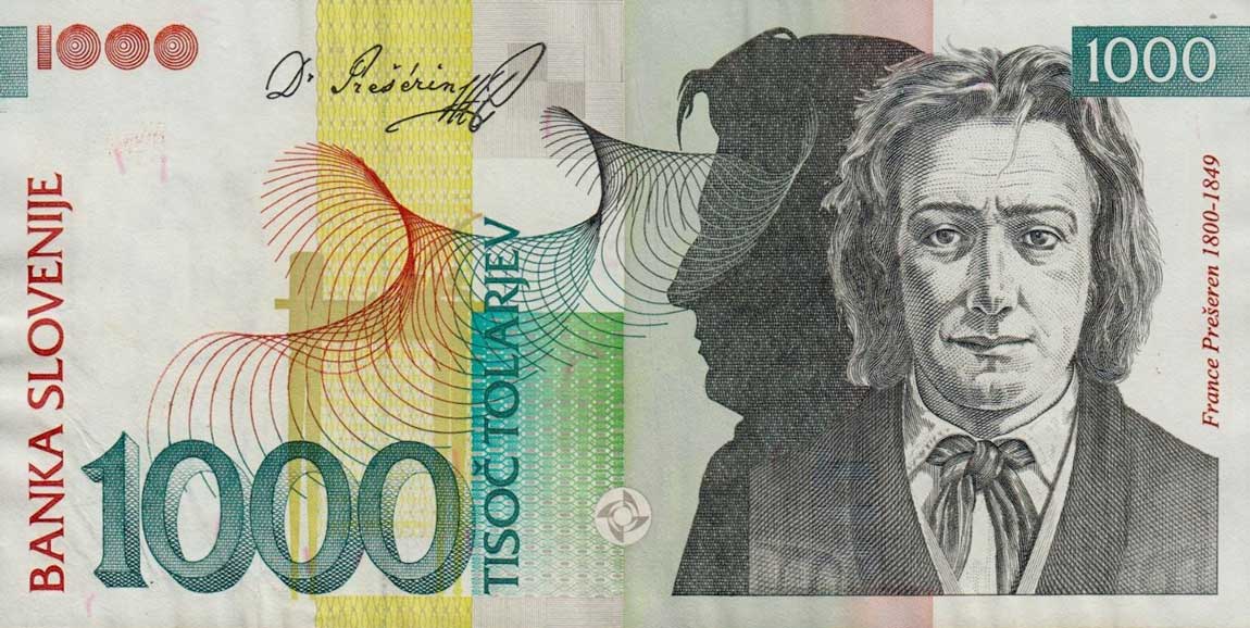 Front of Slovenia p32b: 1000 Tolarjev from 2004