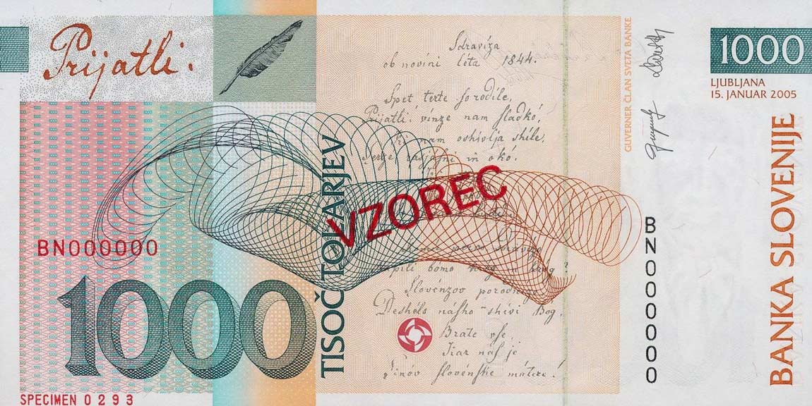 Back of Slovenia p32s: 1000 Tolarjev from 2003