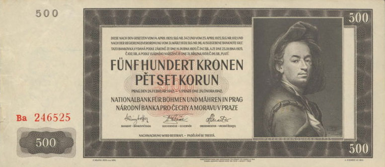 Front of Bohemia and Moravia p12a: 500 Korun from 1942