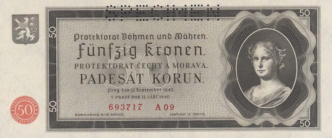 Front of Bohemia and Moravia p5s: 50 Korun from 1940