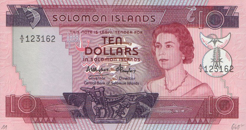 Front of Solomon Islands p11a: 10 Dollars from 1984